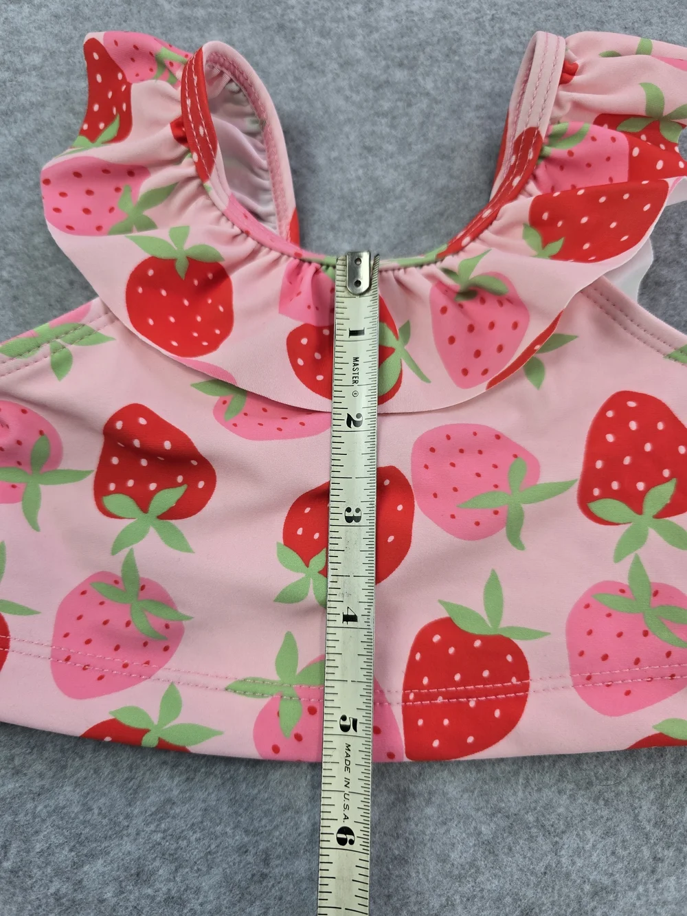 NWT Little Me Strawberry Print Ruffle Two-Piece Girls Swimsuit - Pink & Red 18M